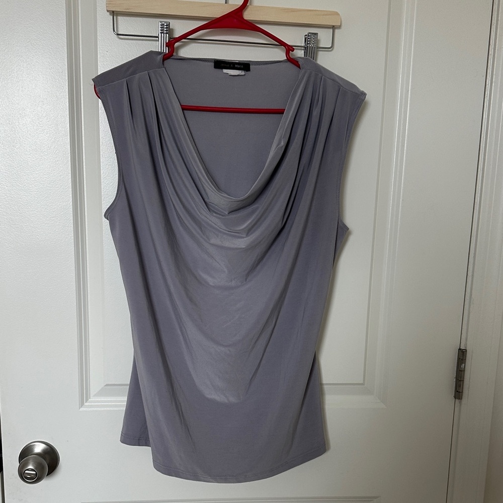 Chic Gray Drape Blouse